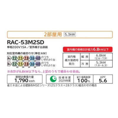 画像2: 日立 RAC-53M2SD システムマルチ 室外機のみ 2部屋用 白くまくん (RAC-53C2S2の後継品) ♪