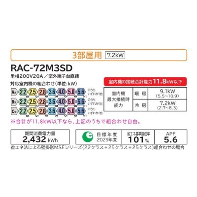 画像2: 日立 RAC-72M3SD システムマルチ 室外機のみ 3部屋用 白くまくん (RAC-72C3S2の後継品) ♪