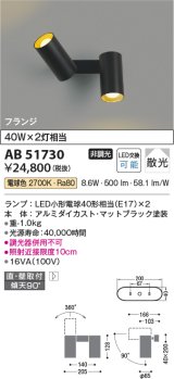 コイズミ照明　AB51730　ブラケット 非調光 LEDランプ 電球色 直・壁取付 散光 フランジタイプ マットブラック