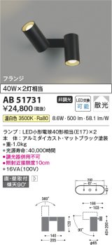 コイズミ照明　AB51731　ブラケット 非調光 LEDランプ 温白色 直・壁取付 散光 フランジタイプ マットブラック