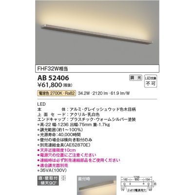 画像1: コイズミ照明　AB52406　ブラケットライト 位相調光 調光器別売 LED一体型 電球色 直付・壁付取付 グレイッシュウッド