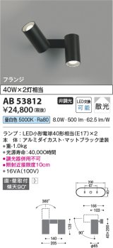 コイズミ照明　AB53812　スポットライト 非調光 LEDランプ 昼白色 フランジタイプ 直付・壁付取付 マットブラック