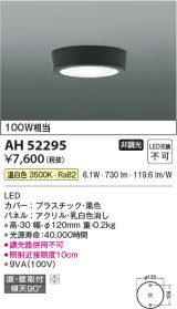 コイズミ照明　AH52295　薄型シーリングライト LED一体型 直・壁取付 傾斜天井対応 非調光 温白色 黒色