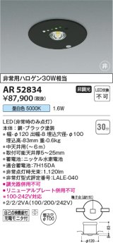 コイズミ照明　AR52834　非常用照明器具 LED一体型 非調光 埋込型 M型 埋込穴φ100 昼白色 ブラック