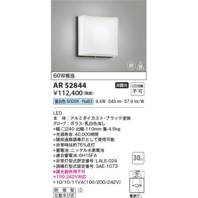 画像1: コイズミ照明　AR52844　階段通路誘導灯 LED一体型 非調光 防雨型 昼白色