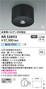 コイズミ照明　AR52853　住宅用非常灯専用型照明器具 LED一体型 非調光 直付型 電池内蔵形 昼白色 ホワイト