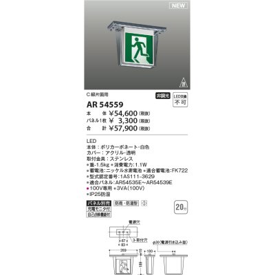 画像1: コイズミ照明 AR54559 誘導灯 本体のみ パネル別売