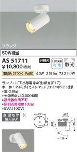 コイズミ照明　AS51711　スポットライト 非調光 LEDランプ 電球色 散光 フランジタイプ マットホワイト [∽]