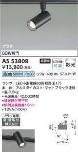 コイズミ照明　AS53808　スポットライト 非調光 LEDランプ 昼白色 プラグタイプ 直付・壁付取付 マットブラック