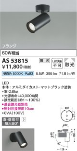 コイズミ照明　AS53815　スポットライト 調光 調光器別売 LED一体型 昼白色 フランジタイプ 直付・壁付取付 マットブラック