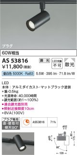 コイズミ照明　AS53816　スポットライト 調光 調光器別売 LED一体型 昼白色 プラグタイプ 直付・壁付取付 マットブラック