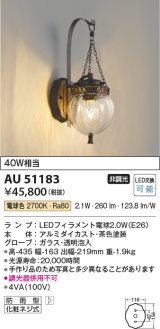 コイズミ照明　AU51183　エクステリア ポーチ灯 非調光 LEDランプ 電球色 防雨型 ブラウン