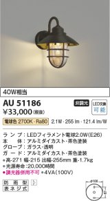 コイズミ照明　AU51186　エクステリア ポーチ灯 非調光 LEDランプ 電球色 防雨型 ブラウン