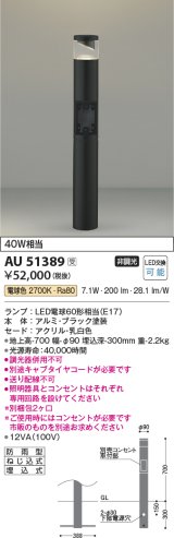 コイズミ照明　AU51389(2梱包)　エクステリア ガーデンライト 非調光 LEDランプ 電球色 防雨型 ブラック 受注生産品 [§]