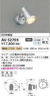 【数量限定特価】コイズミ照明 AU52705 エクステリアライト スポットライト 非調光 LEDランプ交換可能型 電球色 防雨型 シルバーメタリック