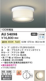 コイズミ照明　AU54098　アウトドアライト 非調光 LEDランプ 温白色 防雨・防湿型 直付・壁付取付 ファインホワイト