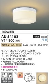 コイズミ照明　AU54103　アウトドアライト 非調光 LEDランプ 電球色 防雨・防湿型 直付・壁付取付 ファインホワイト