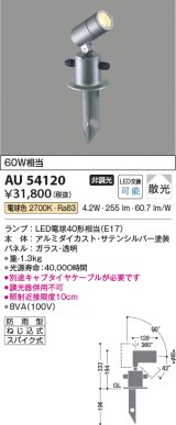 コイズミ照明　AU54120　アウトドアライト 非調光 LEDランプ 電球色 防雨型 サテンシルバー