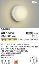 コイズミ照明 AU55632 アウトドアライト ポーチ灯 非調光 電球色 防雨型 シルバーメタリック