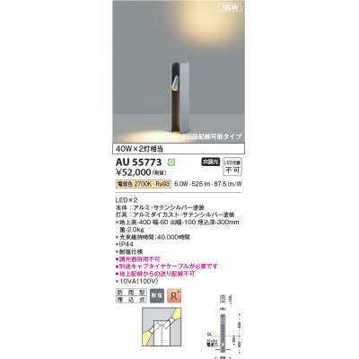 画像1: コイズミ照明 AU55773 アウトドアライト ガーデンライト 非調光 電球色 下面照射 キャブタイヤケーブル別売 防雨型 サテンシルバー