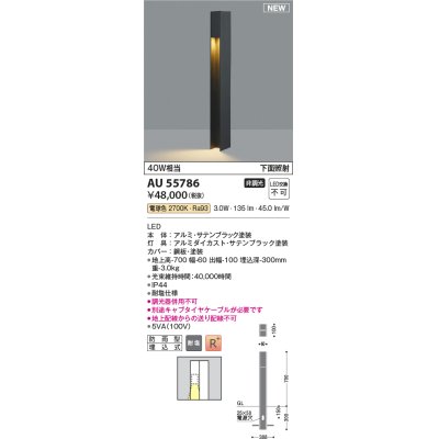 画像1: コイズミ照明 AU55786 アウトドアライト ガーデンライト 非調光 電球色 下面照射 キャブタイヤケーブル別売 防雨型 サテンブラック