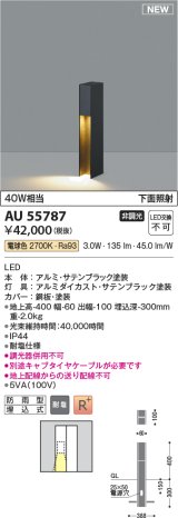 コイズミ照明 AU55787 アウトドアライト ガーデンライト 非調光 電球色 下面照射 キャブタイヤケーブル別売 防雨型 サテンブラック