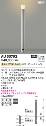 コイズミ照明 AU55792 アウトドアライト ガーデンライト 非調光 電球色 キャブタイヤケーブル別売 防雨型 サテンシルバー