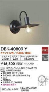 大光電機(DAIKO)　DBK-40809Y　ブラケット LED 非調光 キャンドル色 ランプ付