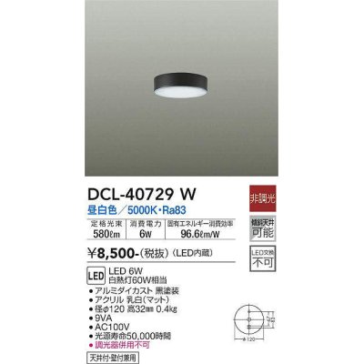 画像1: 大光電機(DAIKO)　DCL-40729W　シーリング LED 非調光 昼白色 天井付・壁付兼用 黒