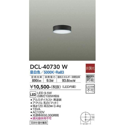 画像1: 大光電機(DAIKO)　DCL-40730W　シーリング LED 非調光 昼白色 天井付・壁付兼用 黒