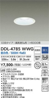 大光電機(DAIKO)　DDL-4785WWG　高天井用ダウンライト LED内蔵 調光(調光器別売) 昼白色 COBタイプ 高気密SB形 H5000用 防雨形 埋込穴φ100 ホワイト