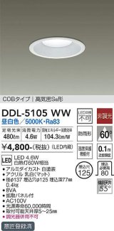 【数量限定特価】大光電機(DAIKO)　DDL-5105WW　ダウンライト LED内蔵 非調光 昼白色 COBタイプ 高気密SB形 防雨形 埋込穴φ125 ホワイト