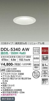 大光電機(DAIKO)　DDL-5340AW　ダウンライト LED内蔵 非調光 温白色 温度保護機能付 防雨形 リニューアル用