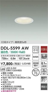 大光電機(DAIKO) DDL-5599 AW ダウンライト 埋込穴φ75 非調光 LED 温白色 COBタイプ 高気密SB形 防雨形 準耐火 ホワイト