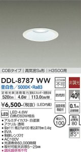 大光電機(DAIKO)　DDL-8787WW　高天井用ダウンライト LED内蔵 非調光 昼白色 COBタイプ 高気密SB形 H3500用 防雨形 埋込穴φ100 ホワイト