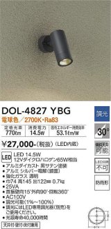 大光電機(DAIKO)　DOL-4827YBG　アウトドアライト スポットライト LED内蔵 調光(調光器別売) 電球色 防雨形 配光30° フランジタイプ ブラック