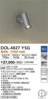 大光電機(DAIKO)　DOL-4827YSG　アウトドアライト スポットライト LED内蔵 調光(調光器別売) 電球色 防雨形 配光30° フランジタイプ シルバー