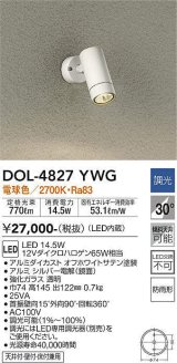 大光電機(DAIKO)　DOL-4827YWG　アウトドアライト スポットライト LED内蔵 調光(調光器別売) 電球色 防雨形 配光30° フランジタイプ オフホワイト