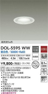 大光電機(DAIKO) DOL-5595 WW アウトドアライト 軒下ダウンライト 埋込穴φ100 非調光 LED 昼白色 ランプ付 高気密SB形 防雨形 ホワイト