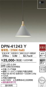 大光電機(DAIKO)　DPN-41243Y　ペンダント LED内蔵 非調光 電球色 フランジタイプ ペールピンク