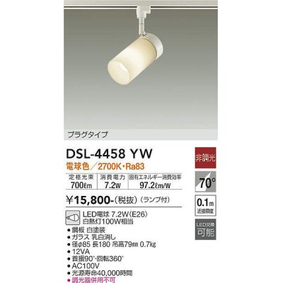 画像1: 照明器具 大光電機(DAIKO)　DSL-4458YW　スポットライト LED 非調光タイプ プラグタイプ (ランプ付き) 電球色