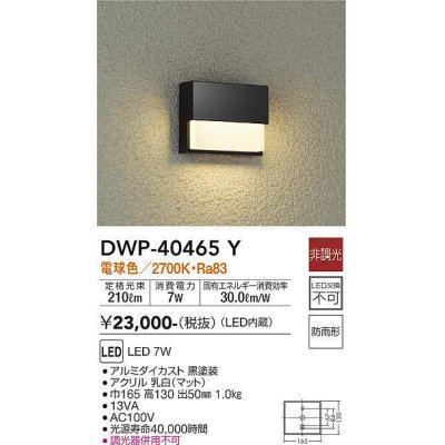 画像1: 大光電機(DAIKO)　DWP-40465Y　アウトドア フットライト LED内蔵 非調光 電球色 防雨形 ブラック