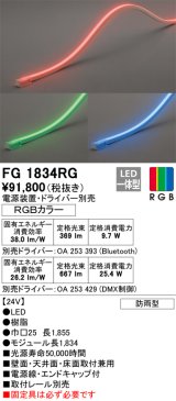 オーデリック　FG1834RG　間接照明 フレキシブルライン LED一体型 Bluetooth RGB調光調色 電源装置・ドライバー・リモコン別売 防雨形 受注品 [§]