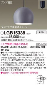 パナソニック　LGB15338　ペンダント LED ランプ別売（口金GX53-1) 吊下型 ホーローセードタイプ フランジタイプ ライトグレー