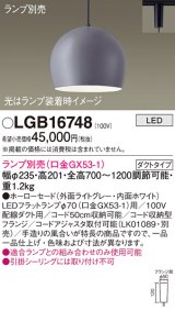 パナソニック　LGB16748　ペンダント LED ランプ別売（口金GX53-1) 吊下型 ホーローセードタイプ ダクトタイプ ライトグレー