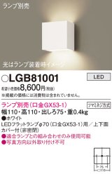 パナソニック　LGB81001　ブラケット 壁直付型 LED ランプ別売(口金GX53-1) ホワイト