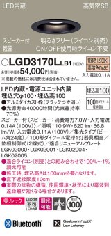 パナソニック　LGD3170LLB1　ダウンライト 天井埋込型 LED(電球色) 美ルック 高気密SB形 集光24度 調光(ライコン別売) スピーカー付 埋込穴φ100 ブラック