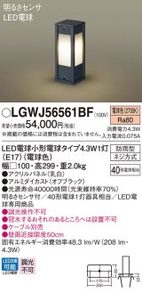 パナソニック LGWJ56561BF アプローチライト LED(電球色) 地中埋込型 LED電球交換型 明るさセンサ付 パネル付型 防雨型 オフブラック