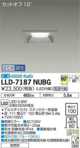 大光電機(DAIKO) LLD-7187NUBG ダウンライト 埋込穴φ100 位相調光(調光器別売) 白色 角型 ビーム角60度 防雨形 ステンカラー