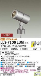 大光電機(DAIKO) LLS-7106LUM スポットライト 非調光 電球色 灯具本体 ビーム角18度 防雨・防湿形 ステンカラー